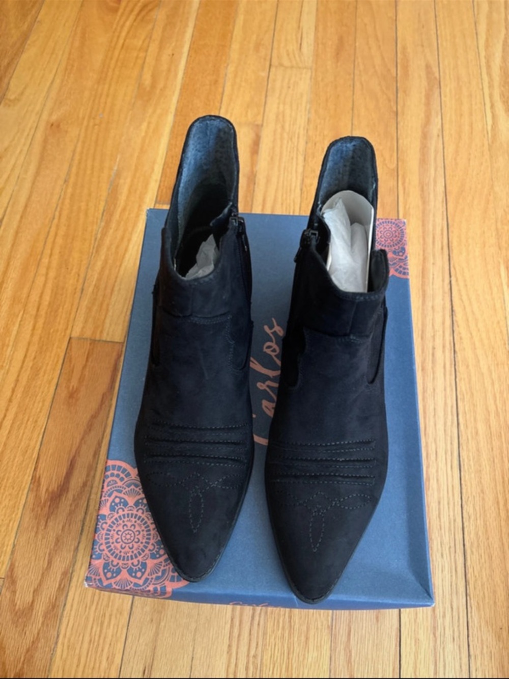 Carlos by Carlos Santana Black Suede Pointed Ankle Booties